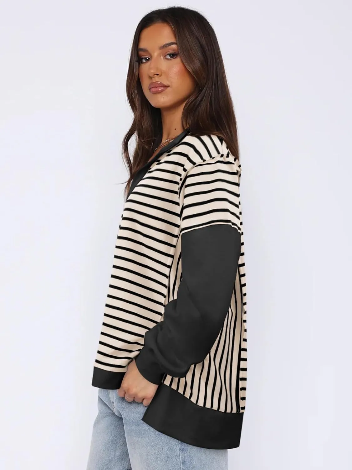 Womens Oversized Sweatshirts Striped Hoodies Trendy Clothes