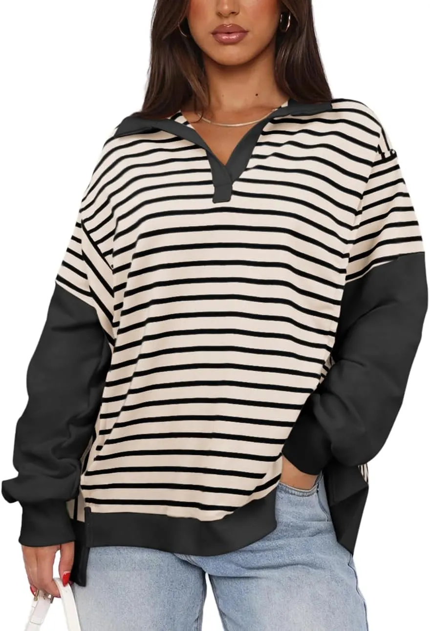 Womens Oversized Sweatshirts Striped Hoodies Trendy Clothes