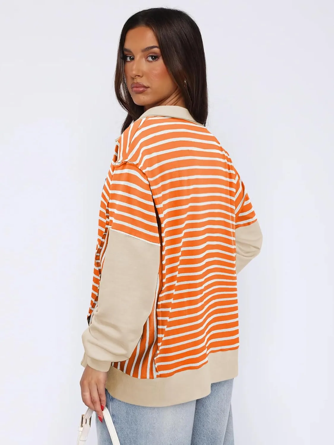 Womens Oversized Sweatshirts Striped Hoodies Trendy Clothes