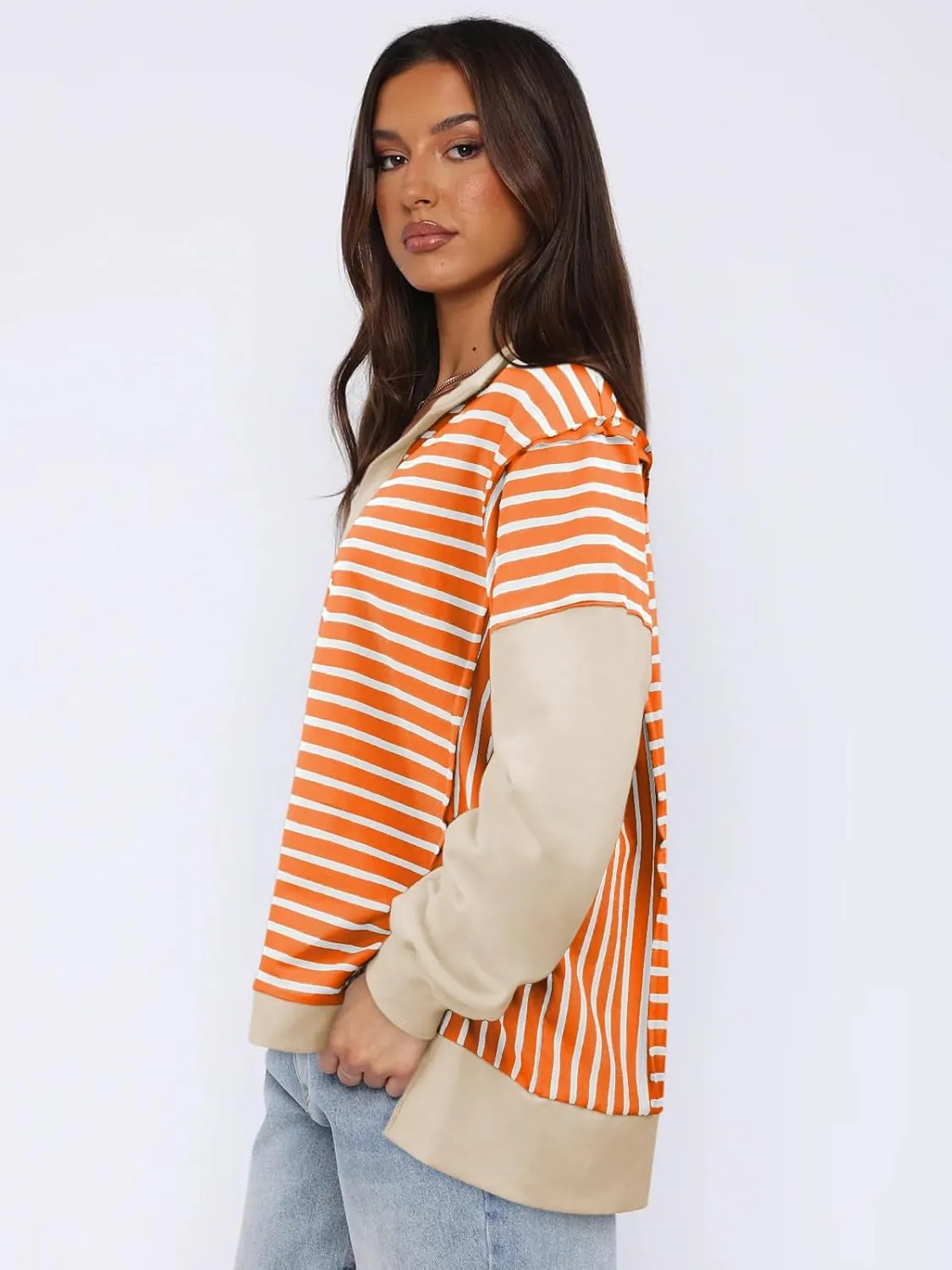 Womens Oversized Sweatshirts Striped Hoodies Trendy Clothes