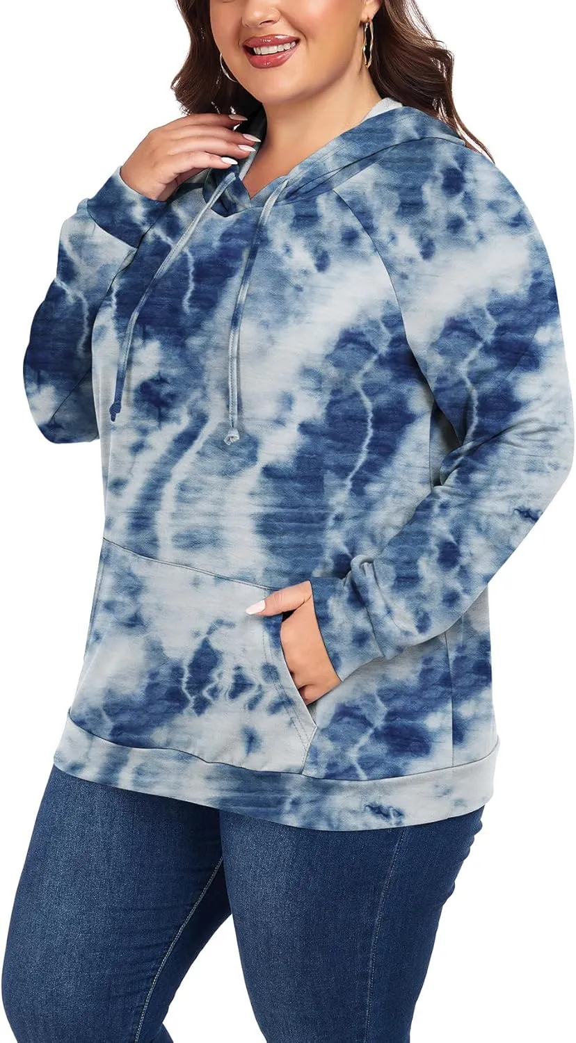 Women's Plus Size Hoodies Long Sleeve Drawstring Pullover Sweatshirt with Pocket XL-5XL