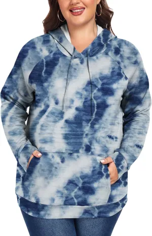 Women's Plus Size Hoodies Long Sleeve Drawstring Pullover Sweatshirt with Pocket XL-5XL
