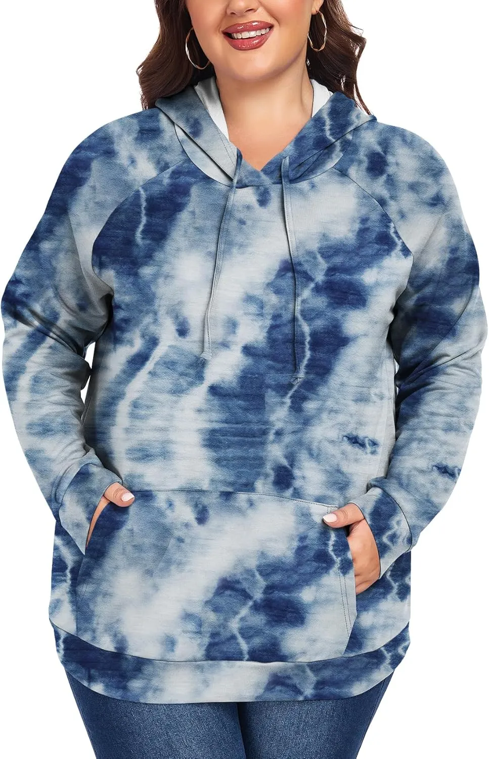 Women's Plus Size Hoodies Long Sleeve Drawstring Pullover Sweatshirt with Pocket XL-5XL