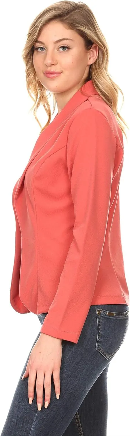 Women's Solid Casual Office Work Long Sleeve Open Front Blazer Jacket