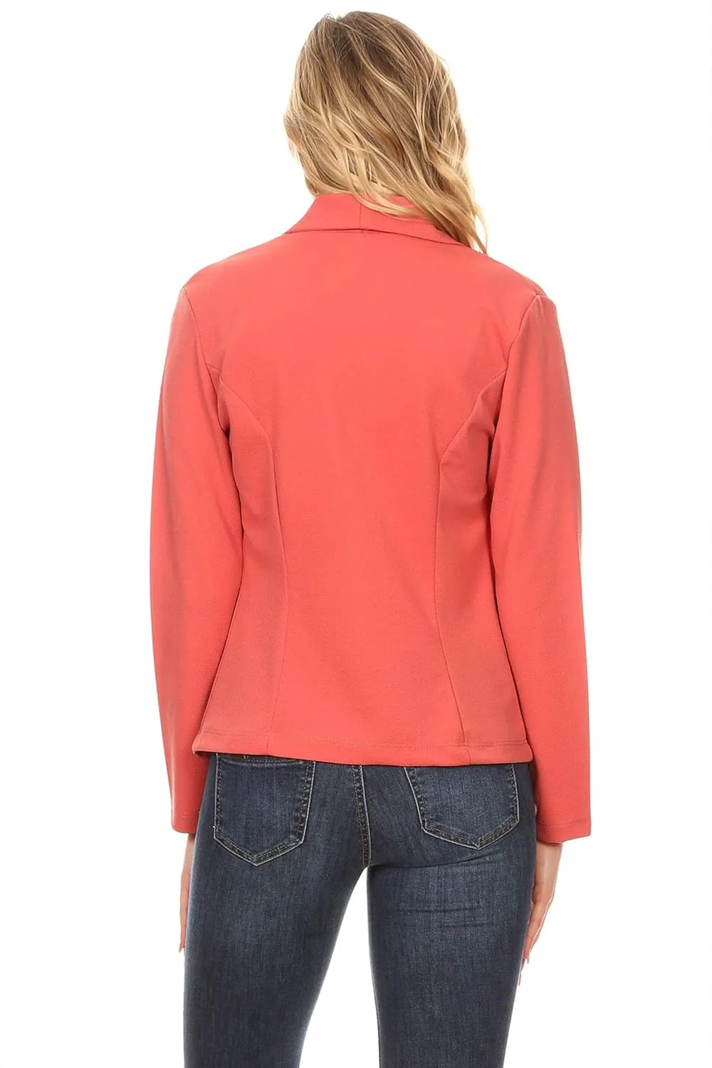 Women's Solid Casual Office Work Long Sleeve Open Front Blazer Jacket
