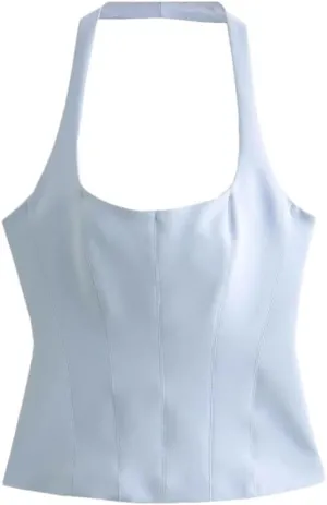 Women's Solid Color Casual Square Neck Cut Slim Mini Short Camisole Top