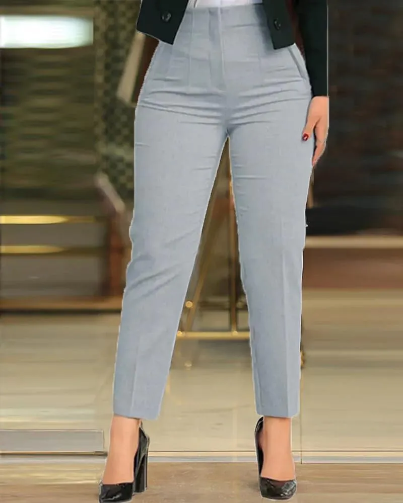 Womens Straight Leg Pants 2024 High Waisted Stretchy Business Casual Work Pants Dress Office Trousers with Pockets
