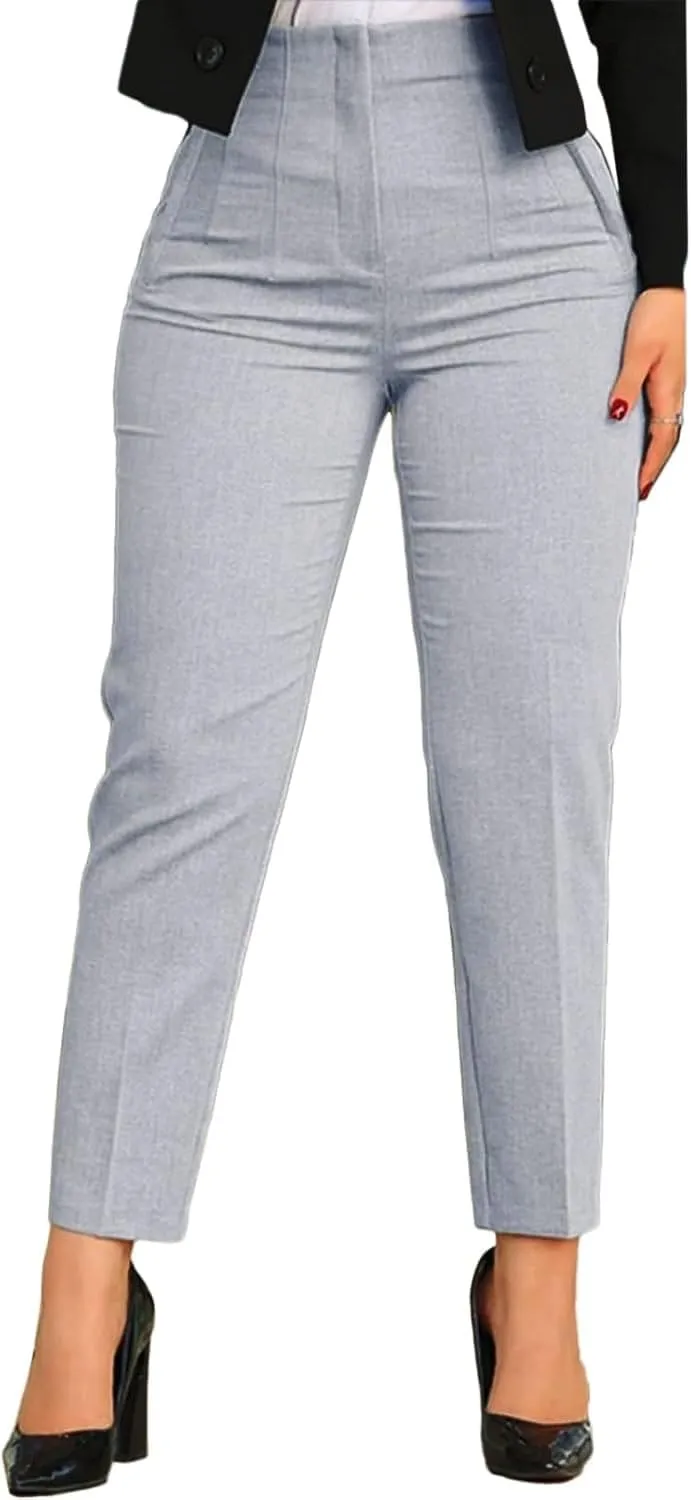 Womens Straight Leg Pants 2024 High Waisted Stretchy Business Casual Work Pants Dress Office Trousers with Pockets