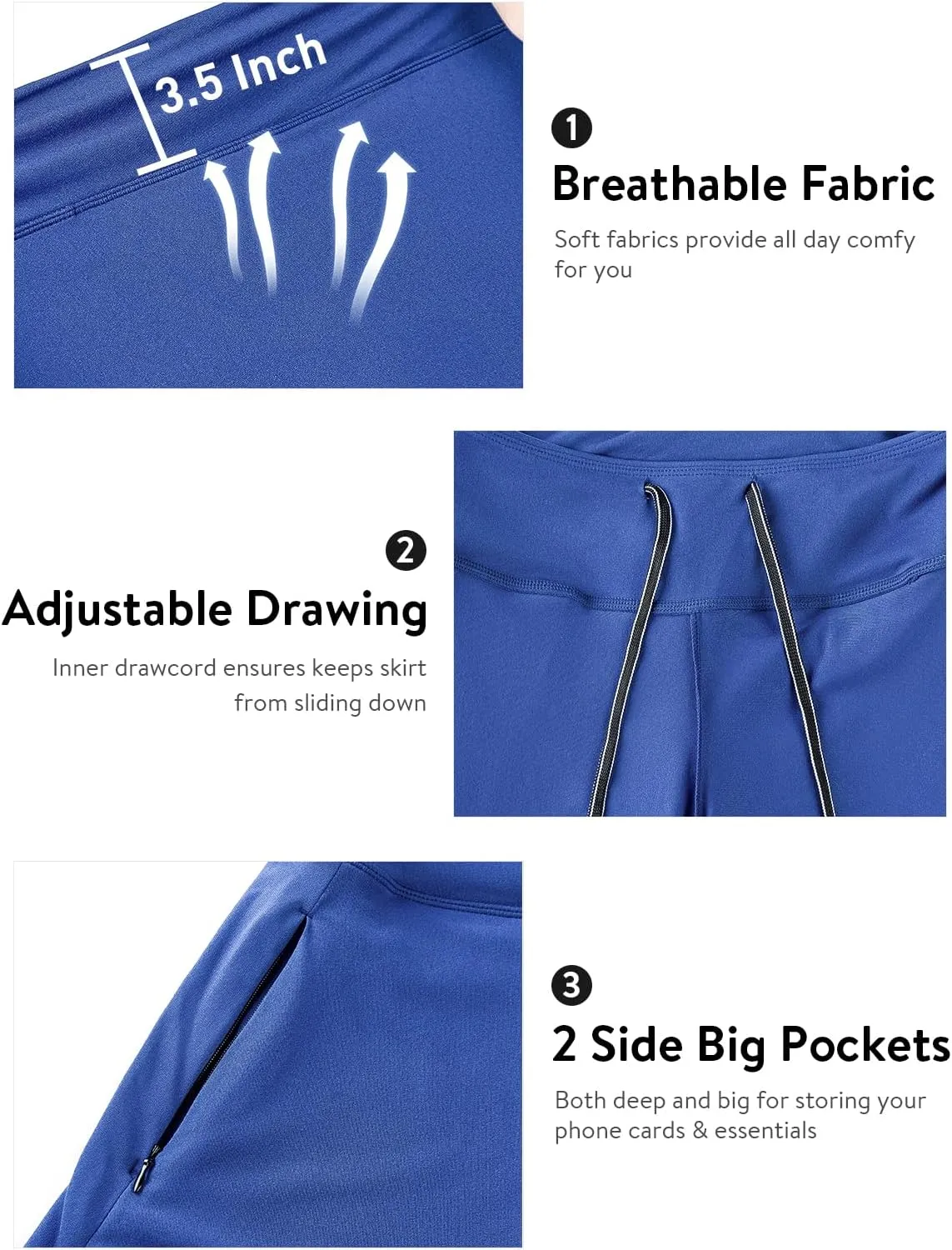 Womens-Tennis-Skirts-with-Leggings 23"-Knee-Length-Capris Athletic-Modest Midi-Skorts - Workout Casual Golf Pockets