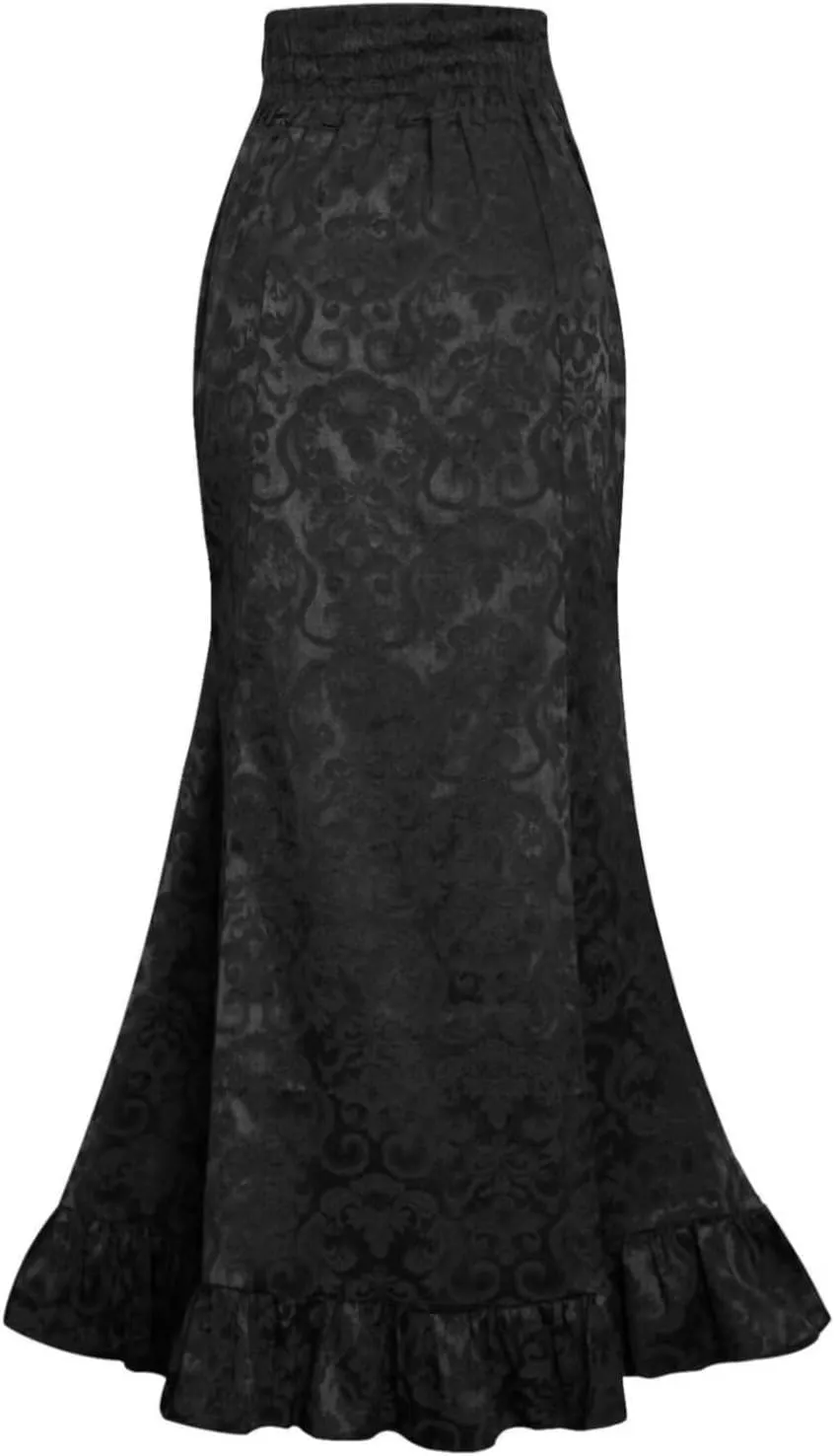 Women's Victorian Skirts Vintage High Waist Steampunk Long Fishtail Tiered Ruffle Mermaid Maxi Pencil Dress
