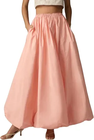 XBTCLXEBCO Bubble Maxi Skirts for Women Y2K Elastic Waist Flowy A-Line Skirt Ruffle Pleated Puffy Long Skirt Beach Vacation