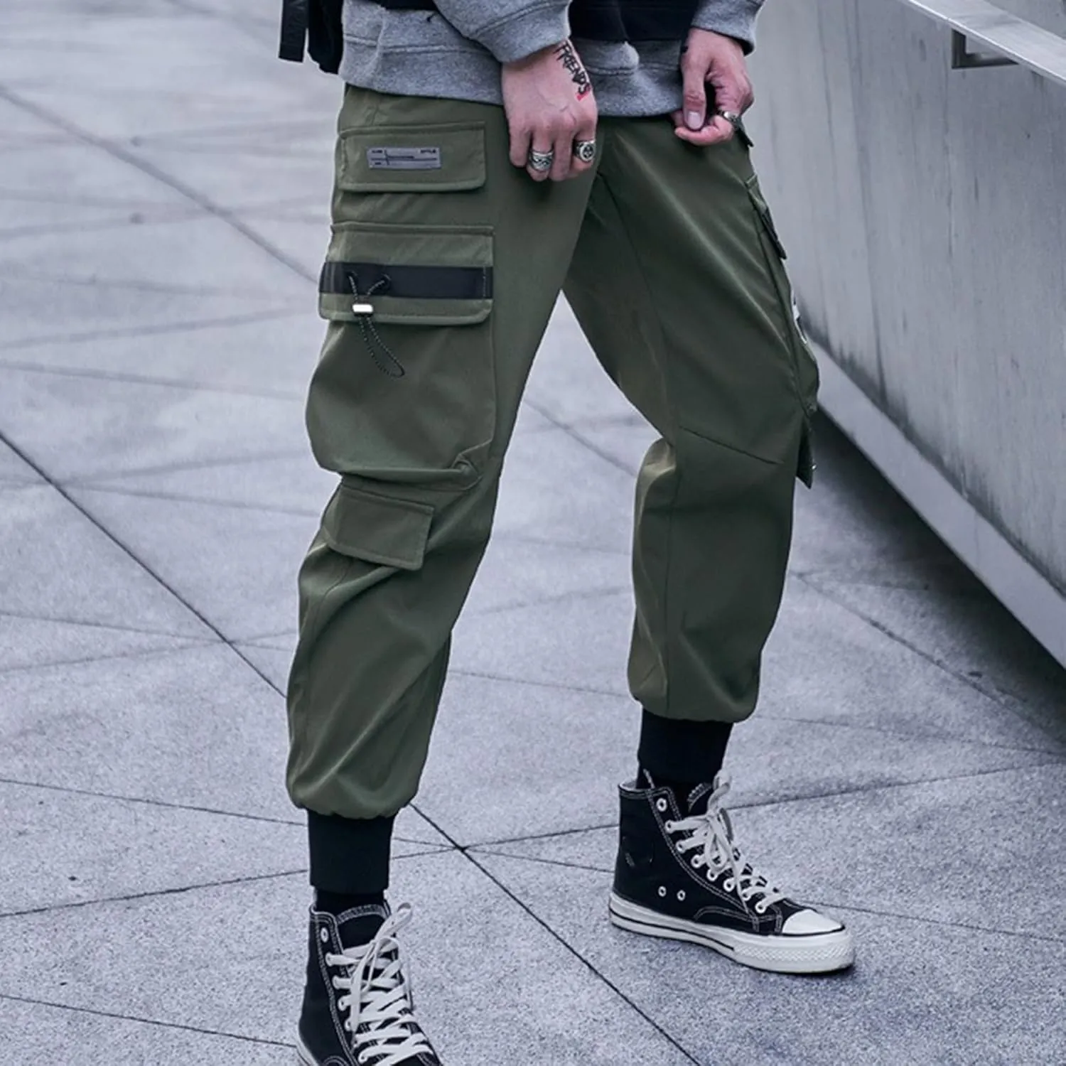 XYXIONGMAO Men's Black Fashion Tactical Streetwear Techwear Joggers Hip Hop Streetwear Sweatpants Cargo Pants for Men