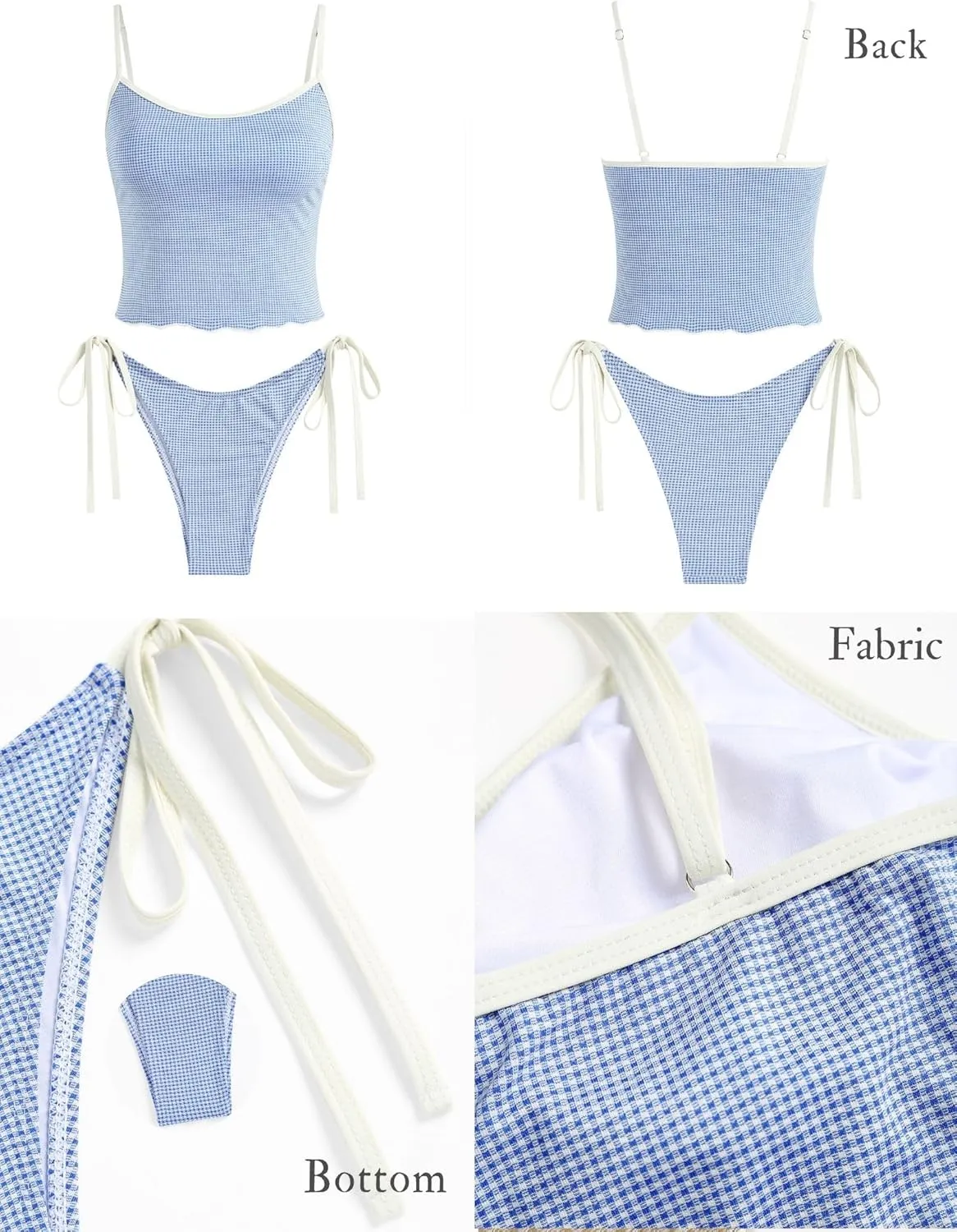 ZAFUL Tankini Swimsuits for Women Tie Front Tummy Control Spliced Ruffles Bikini Sets Two Piece Bathing Suits